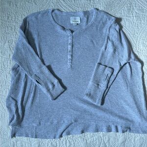 AERIE Gray Waffle Knit Top